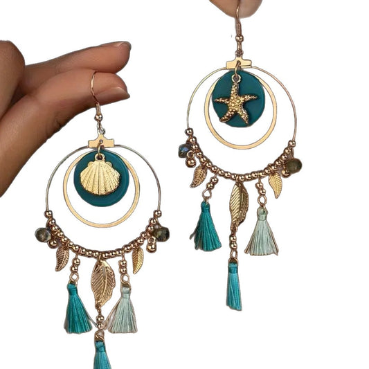 Artisan Gold Geometric Fringe Earrings | Season Prestige