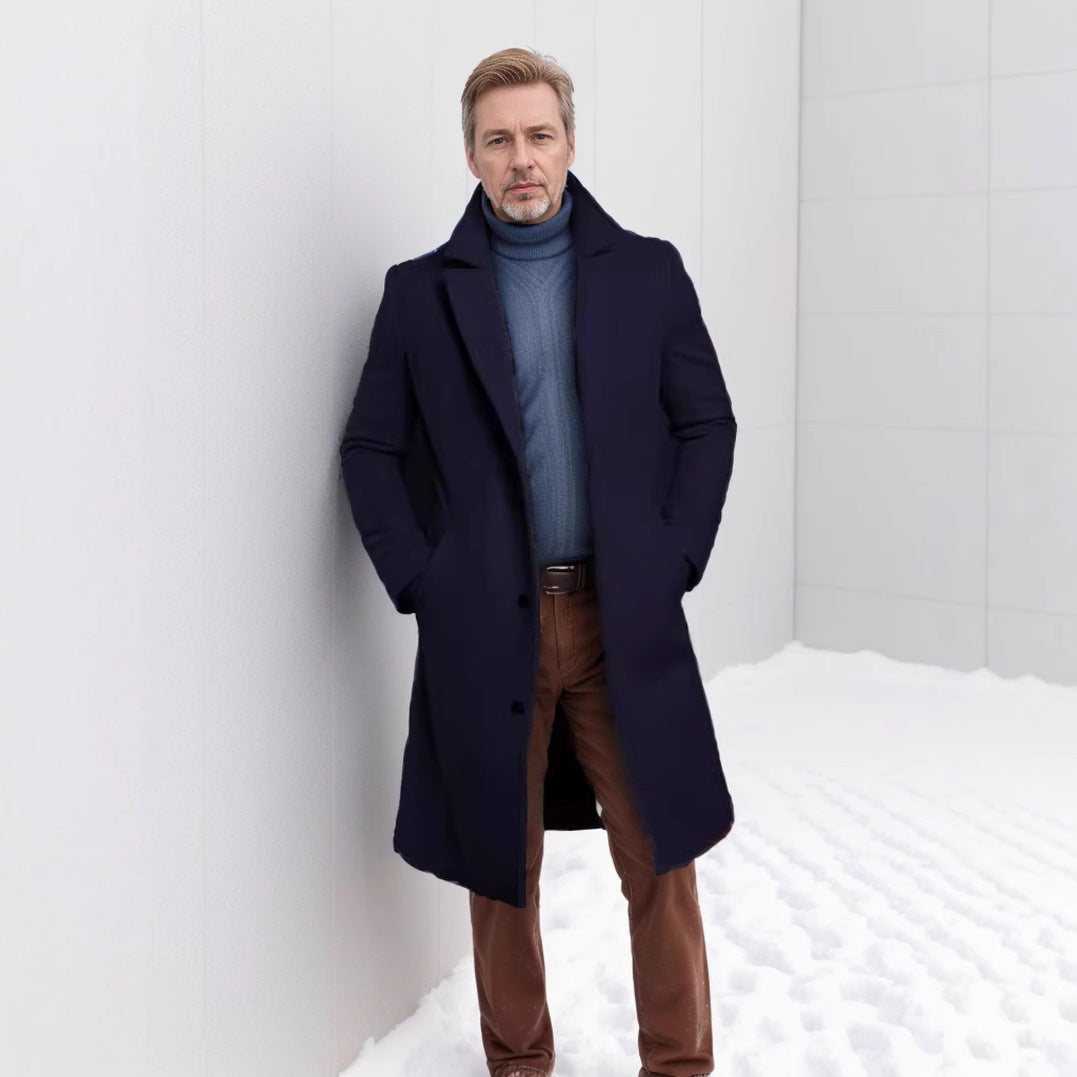 Mid-length Autumn And Winter Woolen Coat For Men