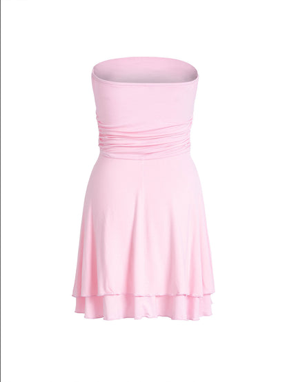 Summer Tube- top Short Sexy Pleated Tight Dress For Women