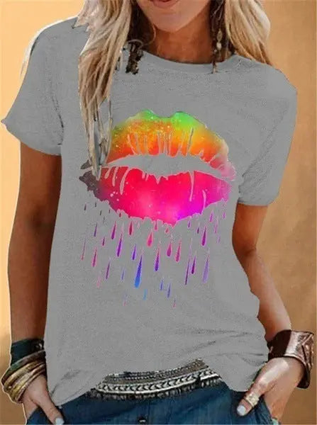 Sexy lips daisy print tops women's tops - Season Prestige