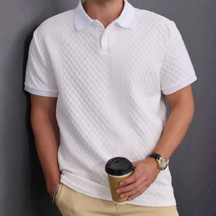 Jacquard Short-Sleeve Polo | Men's Textured T-Shirt