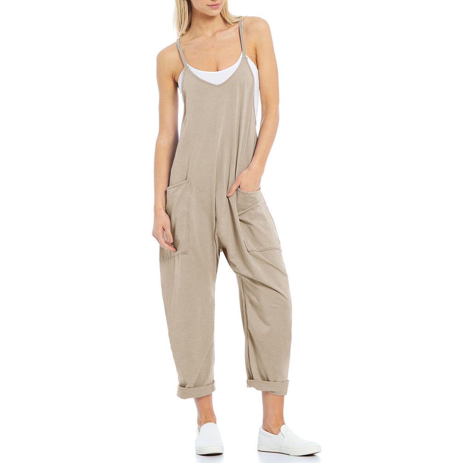 Women's Spaghetti Straps Knitted One-piece Trousers