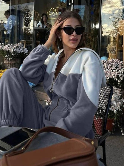 Sports Casual Contrast Color Jumpsuit For Women