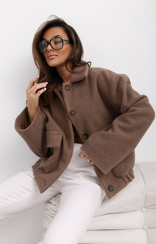 Women's Casual Button Woolen Winter llJackets