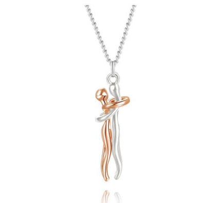 Love Hug Necklace Unisex Men Women Couple Jewelry Chain Valentines Day Gift