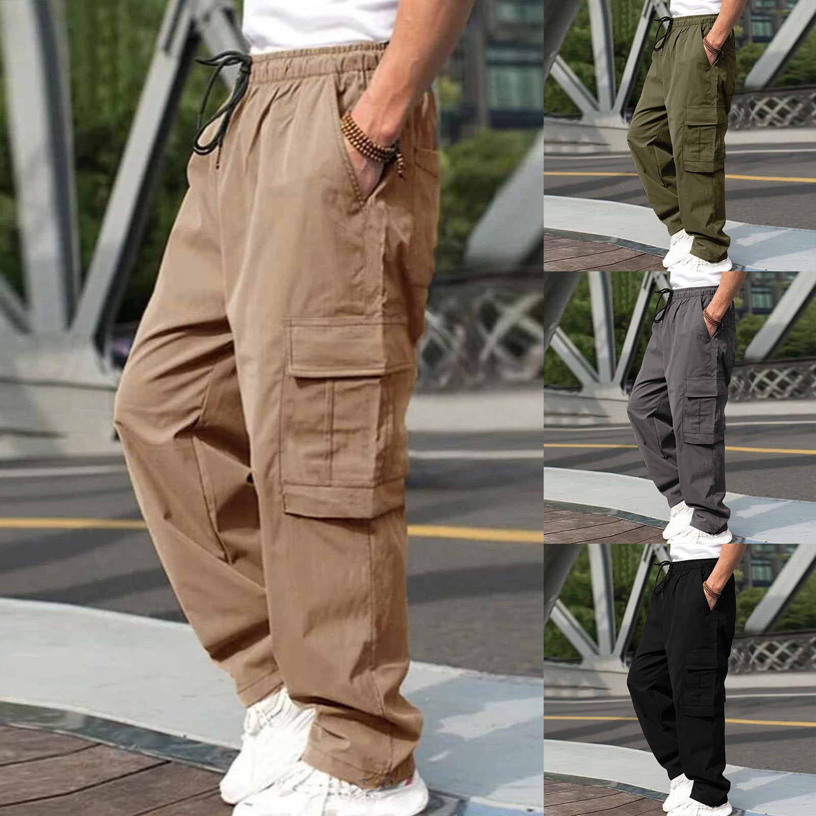 Cargo Pants For Men-Loose Straight Drawstring Trousers Season Prestige