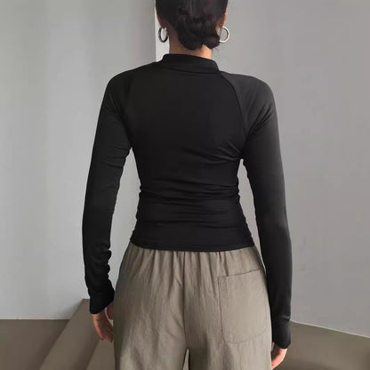 Sports Long-sleeved T-shirt  Half-open Collar Y2g Short T-shirt Womens