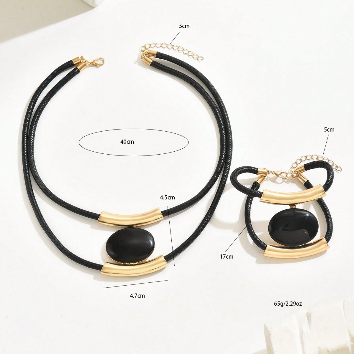 Womens Elegance  Black And Gold Jewelry Set
