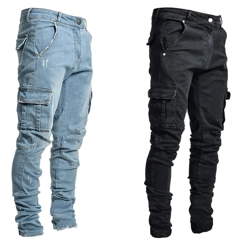 Men's Multi Pocket Cargo pants Jeans trousers