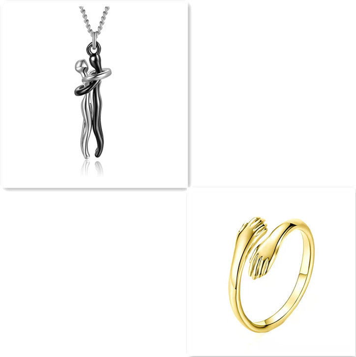 Love Hug Necklace Unisex Men Women Couple Jewelry Chain Valentines Day Gift