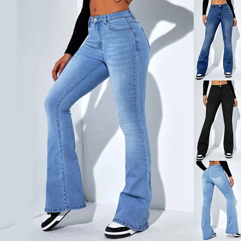 Womens Slim-fit Jeans Pants  Casual High Waist Stretch Trousers