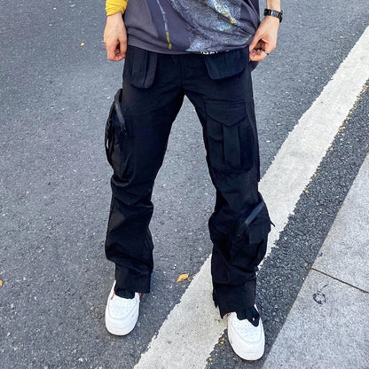 Overalls Trousers Zipper Flared Casual Trousers Ins Pants Men Season Prestige
