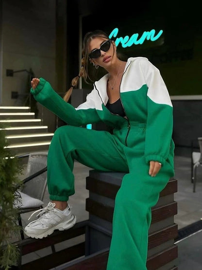 Sports Casual Contrast Color Jumpsuit For Women