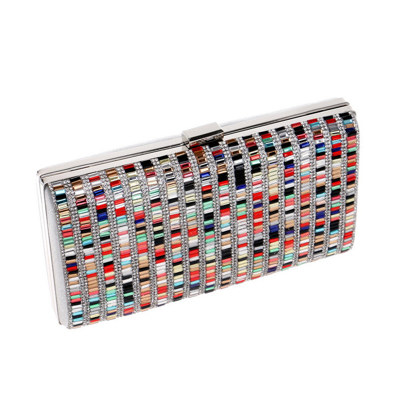 New Style Dinner Dress Evening Dress Bag Ladies Hand Colorful Diamonds Small Square Bag season prestige