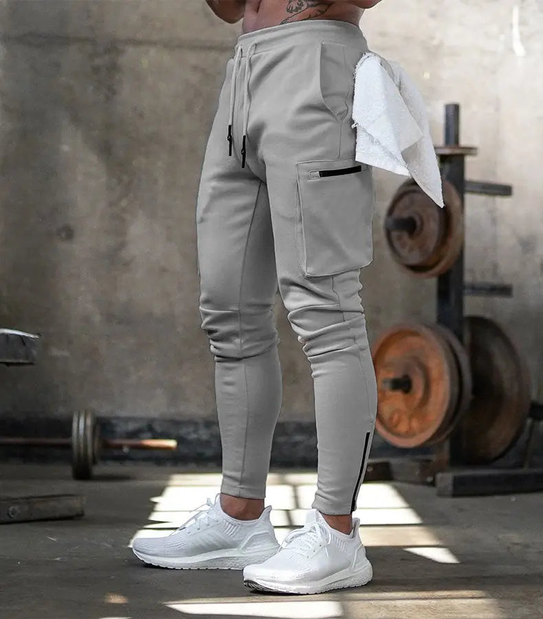 Fashion stitching men pants, fitness casual elastic pants for men. Navy military sweatpants joggers pants.