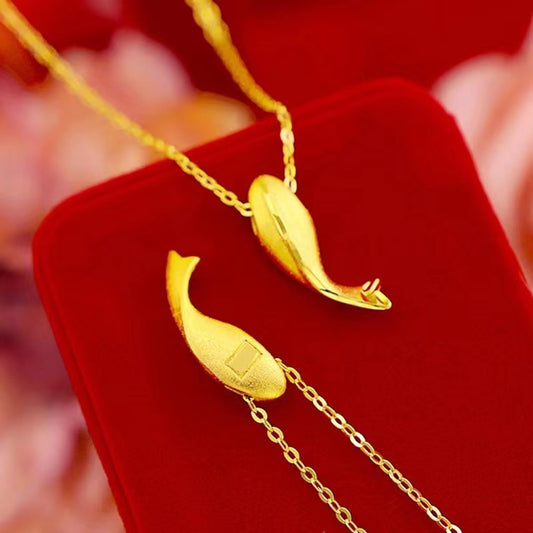 Womens Gold Whale Necklace Design Sense Does Not Lose Colour