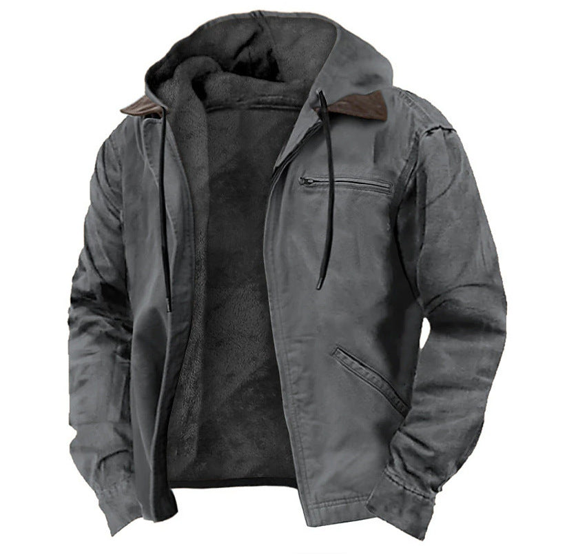 Mens Hooded Zipup Sweater Cotton-padded Jacket Men Season Prestige