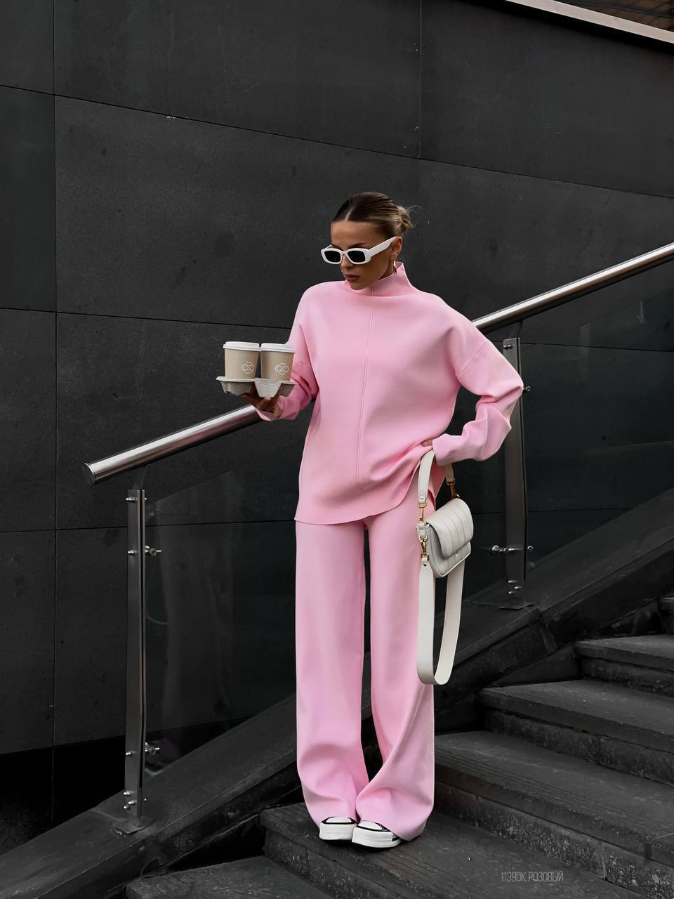 Loose Irregular Split Top and Wide Leg Pants set for Women