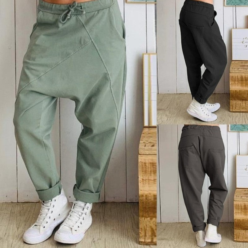 Women's Drawstring Cotton Harem Pants