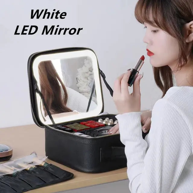 LED Light Cosmetic Bag womens makeup travel Organiser