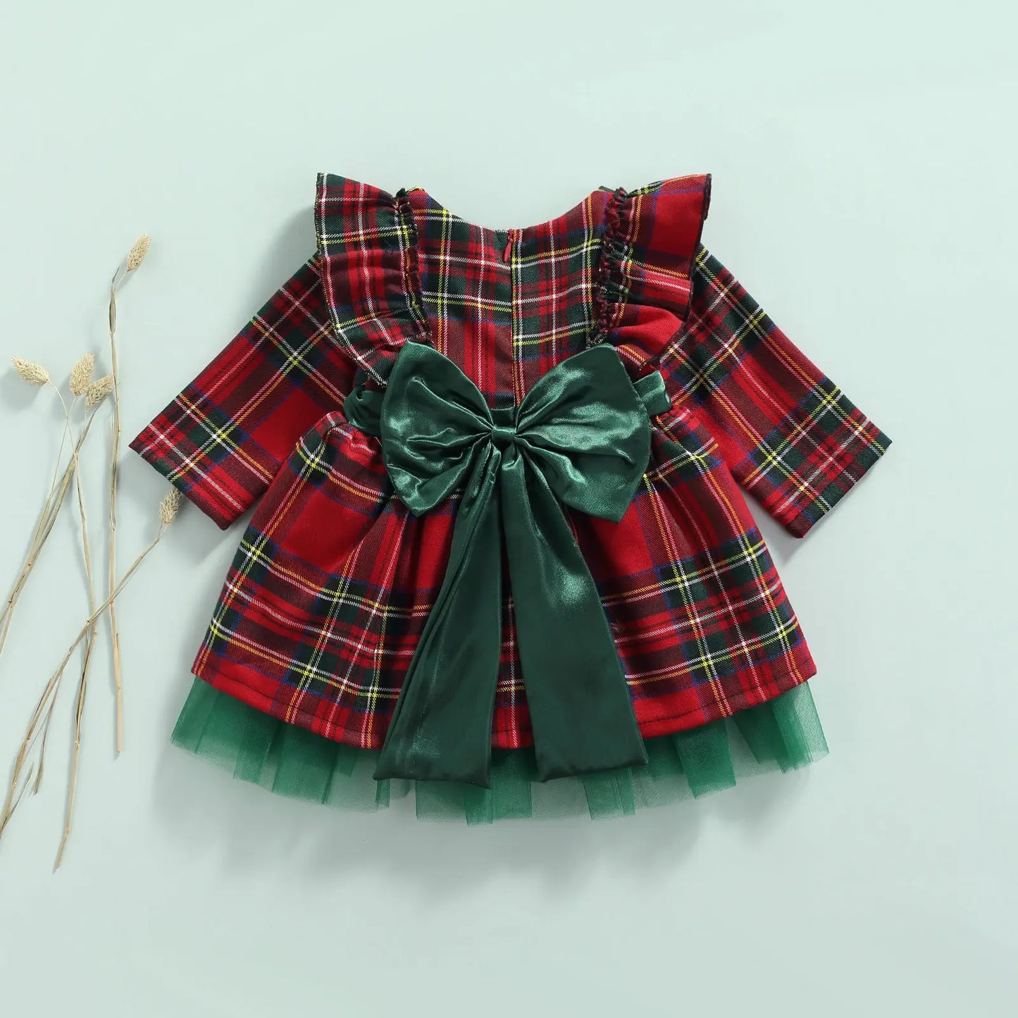 Girls Kids Red Checkered Bow Christmas Dress - Season Prestige