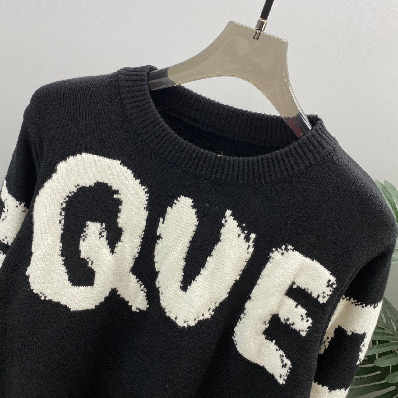 Long Sleeve Wool Sweater Letter Print Tops Knitwear season prestige