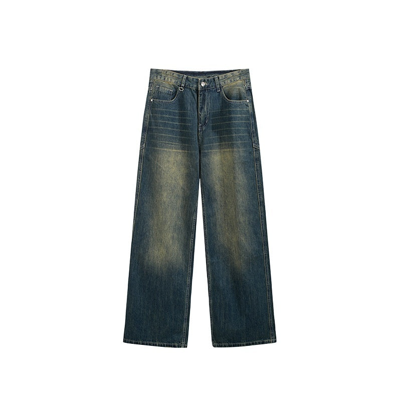 Washed Cut Wide Leg Jeans For Men