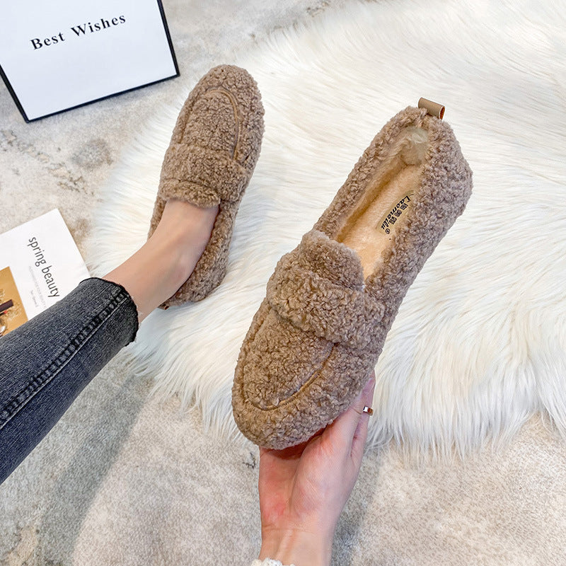 Warm Winter Plush Slip On Loafers Women's home shoes