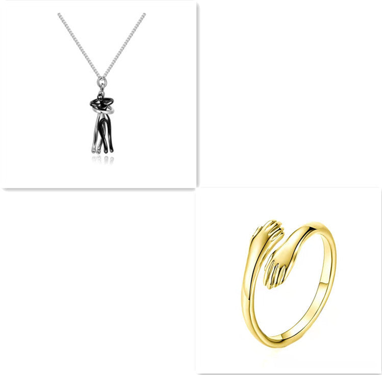 Love Hug Necklace Unisex Men Women Couple Jewelry Chain Valentines Day Gift