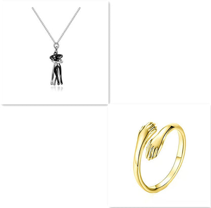 Love Hug Necklace Unisex Men Women Couple Jewelry Chain Valentines Day Gift
