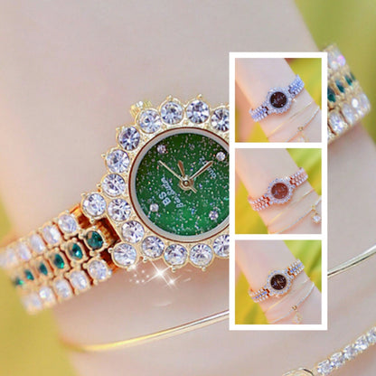 Women's Quartz Luxury Stainless steel Watch Women Dress Bracelet Set Clock
