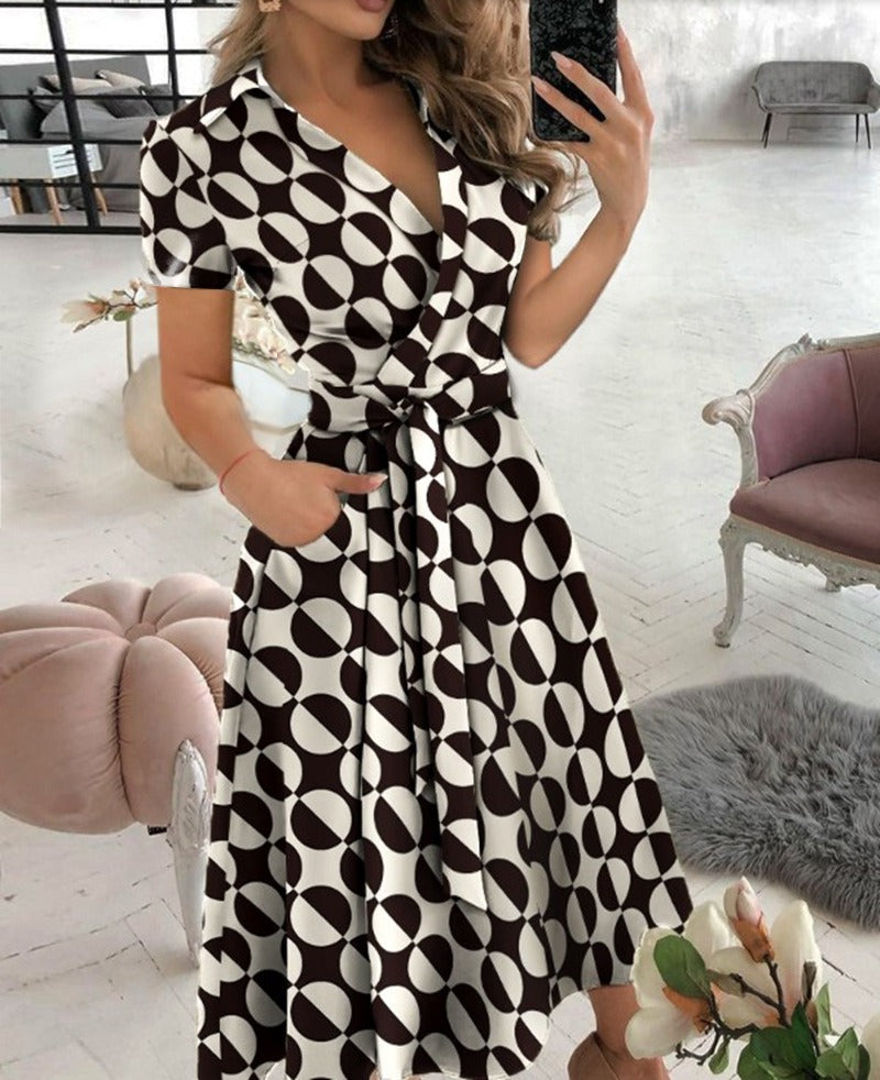 Womens Spring/Summer Dress Short sleeved V-neck dress for women Season Prestige