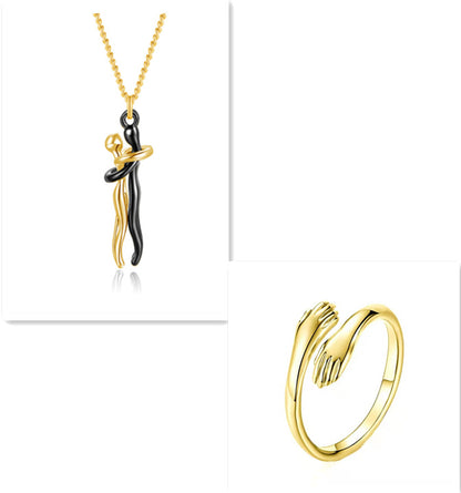 Love Hug Necklace Unisex Men Women Couple Jewelry Chain Valentines Day Gift