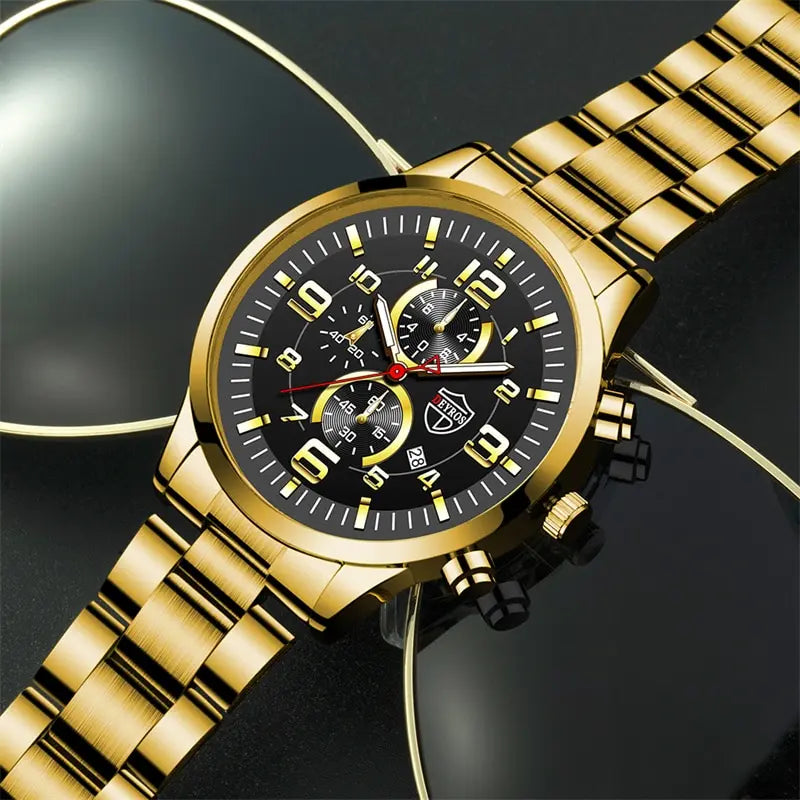 Fashion Mens Sports Watches for Men Luxury NightGlow Stainless Steel  quartz Watch