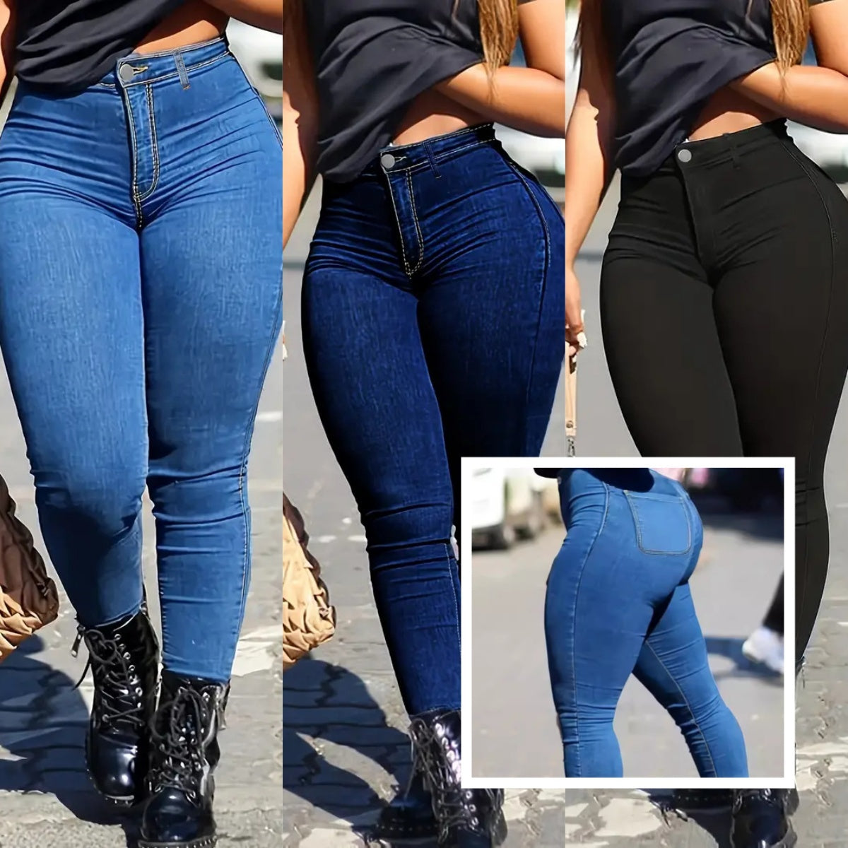 Women's Skinny Fit Denim Jeans  Ladies High Waist Pencil Pants