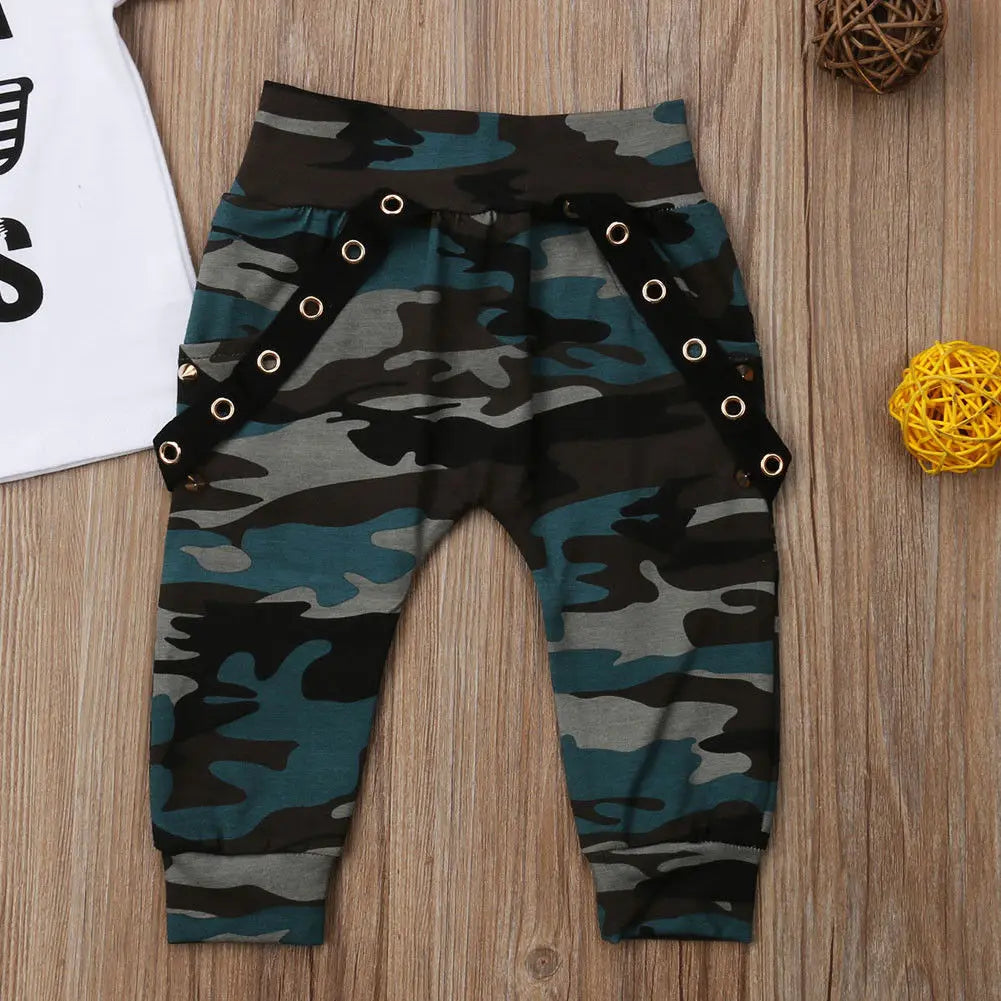 Newborn Infant Toddler Baby Boy Clothes Set Kids Boys Cute Short Sleeve T-Shirt Top+Pants