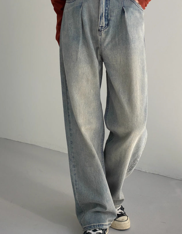 Distressed Blue Jeans Men's Washed-out Vintage pants