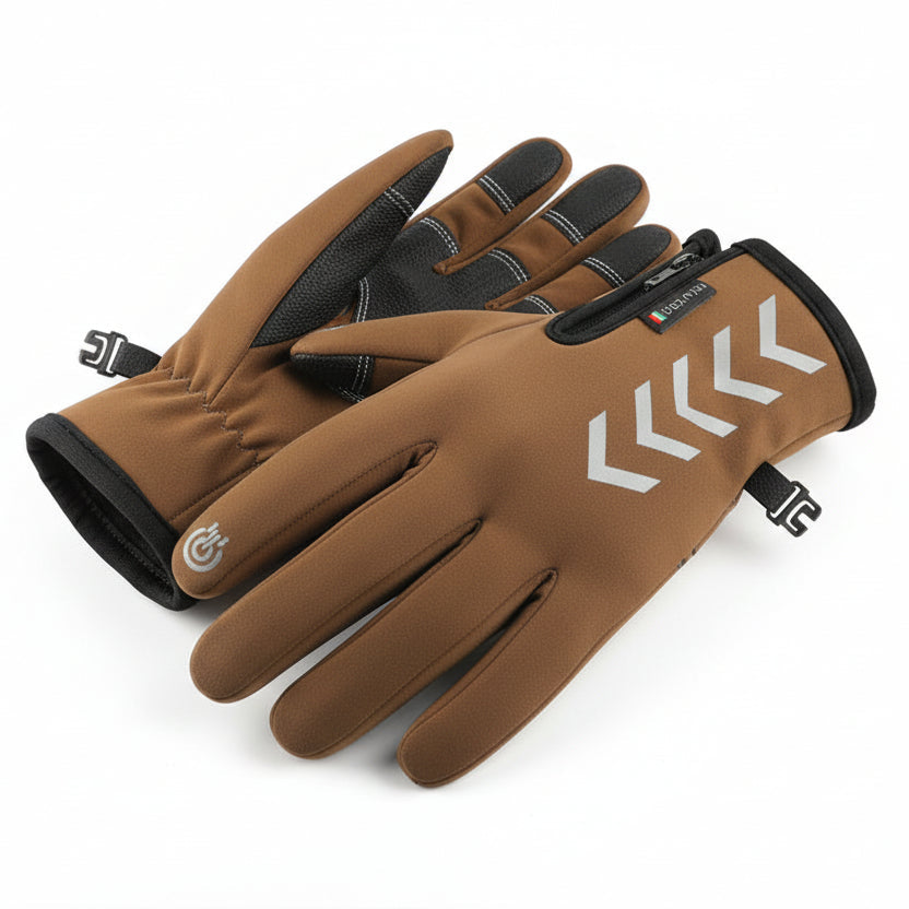 Thickened polar fleece lining on rainproof thermal cycling accessory in Brown
