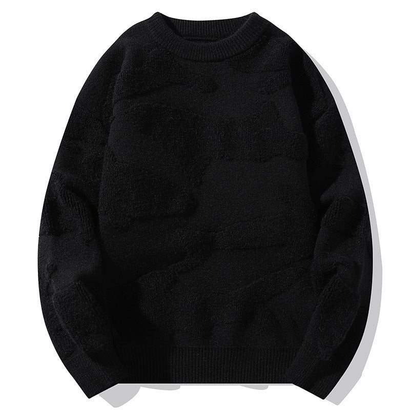 Mens Winter Fleece-lined Thickened Plus Size Loose Bottoming Sweater