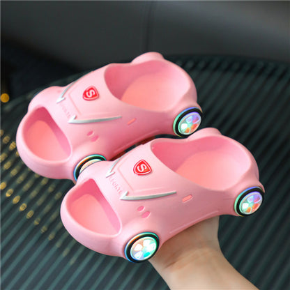 Kids Glowing Catoon Car Slippers Anti Slip Boys Girls Luminous Summer Beach Shoes Season Prestige