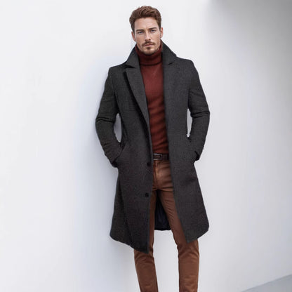 Mid-length Autumn And Winter Woolen Coat For Men