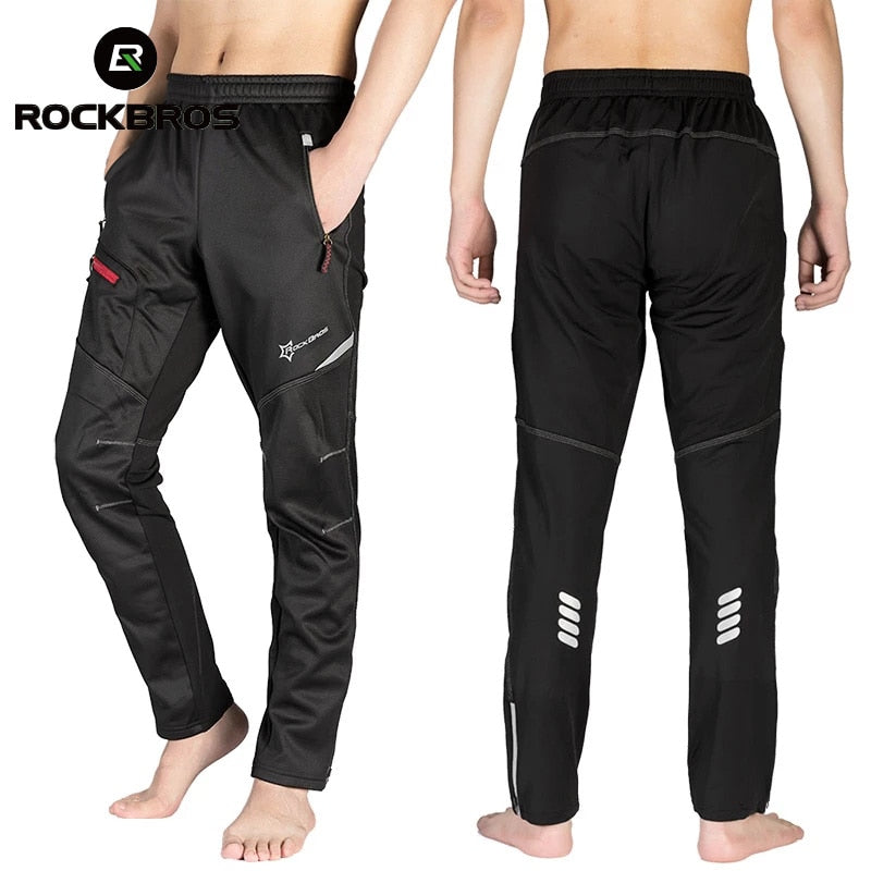 ROCKBROS Winter Bike Pants Men Women Thermal Warm Long Cycling Pants Fleece Reflective Windproof Sport Pants Season Prestige