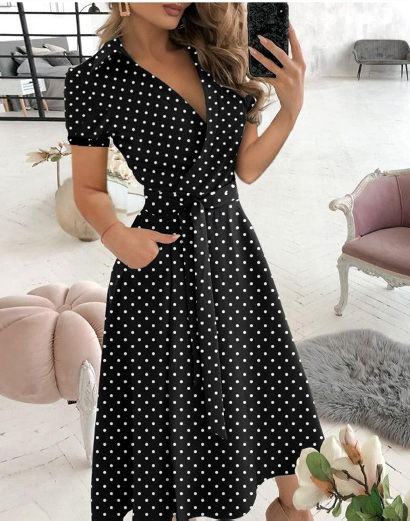 Womens Spring/Summer Dress Short sleeved V-neck dress for women Season Prestige