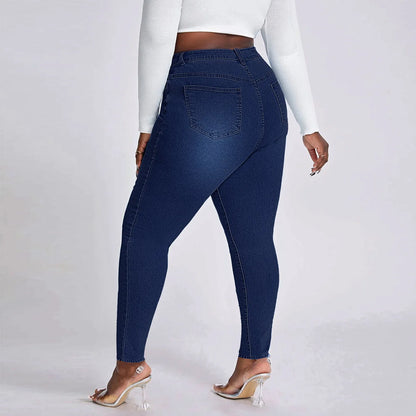 Women High Waist Plus Size Strech Skinny Jeans Denim Pencil Pants