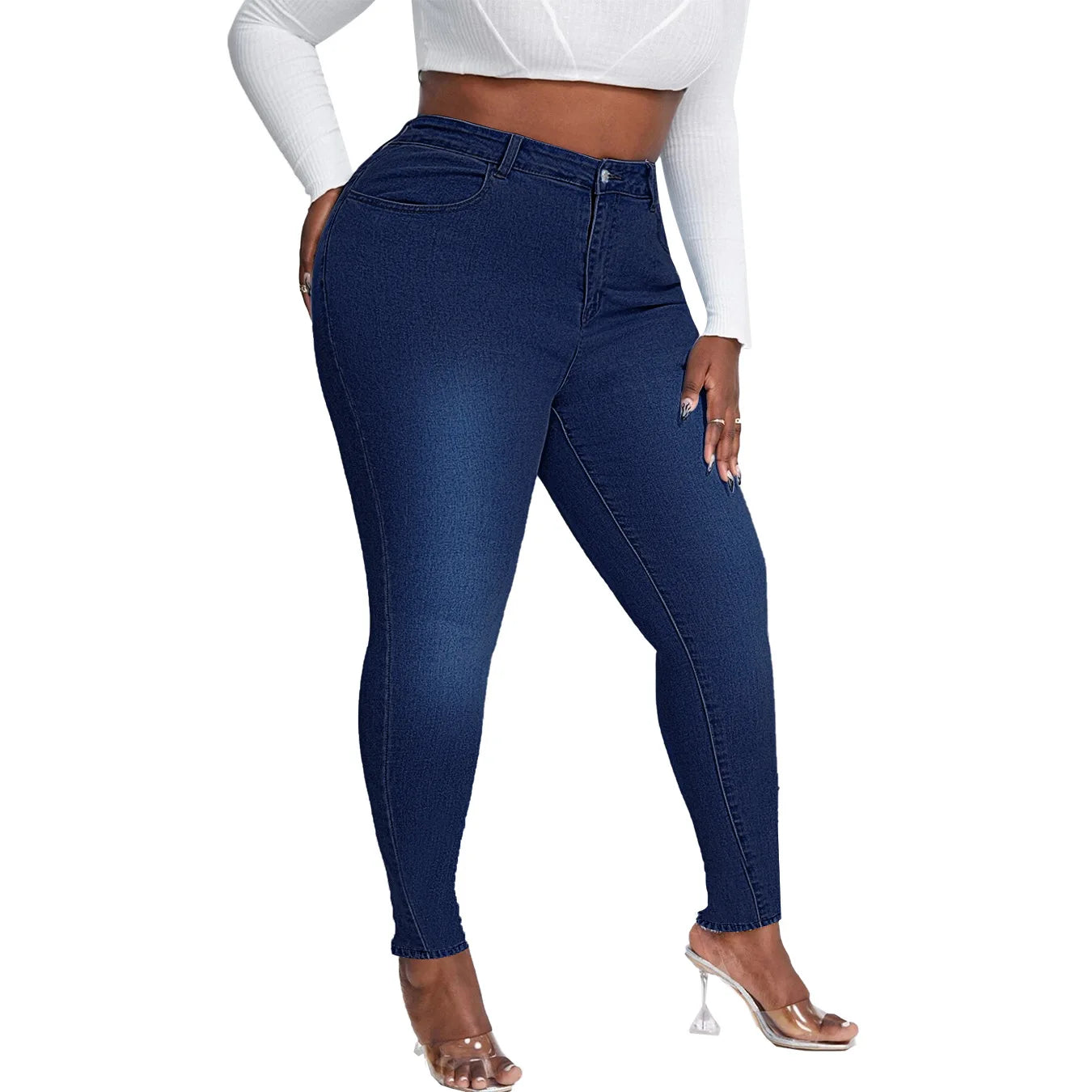 Women High Waist Plus Size Strech Skinny Jeans Denim Pencil Pants