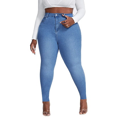 Women High Waist Plus Size Strech Skinny Jeans Denim Pencil Pants
