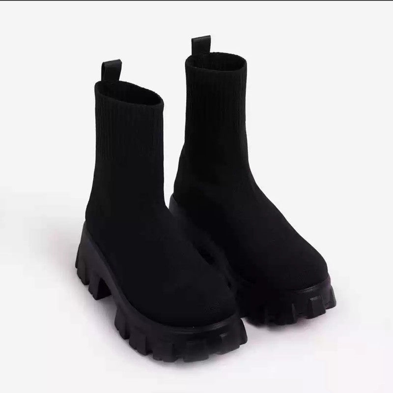 Casual Boots Large Size Thick Heel Martin Boots Women Season Prestige