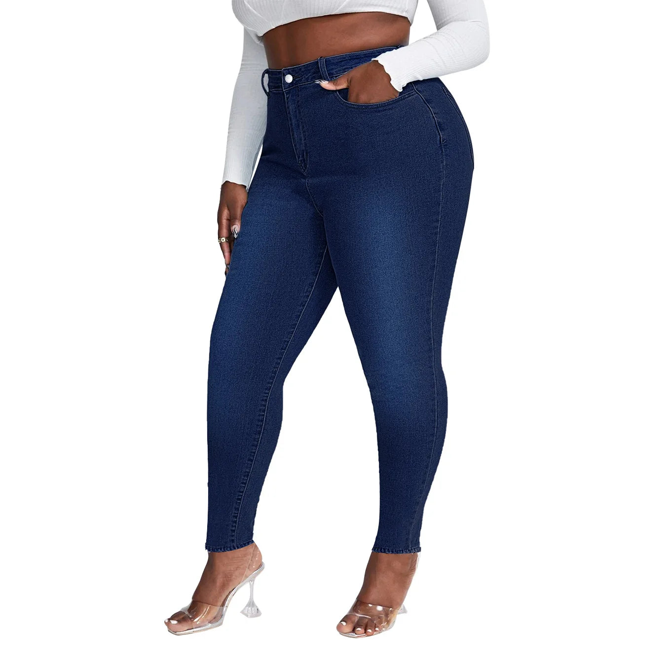 Women High Waist Plus Size Strech Skinny Jeans Fashion Denim Pencil Pants