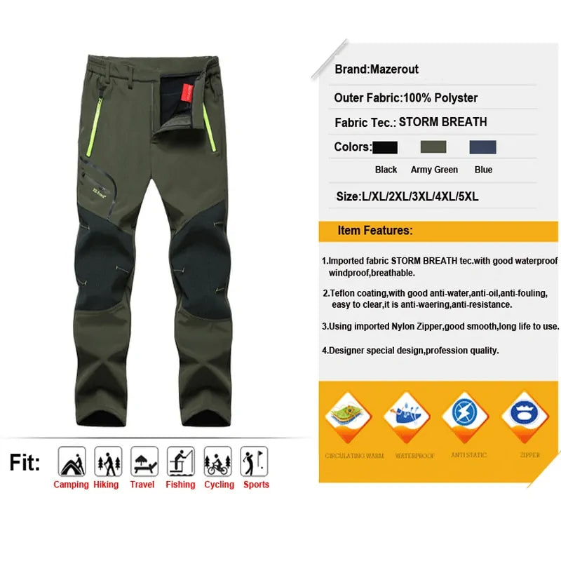 Softshell Fleece Outdoor Pants Trekking,hiking pants men