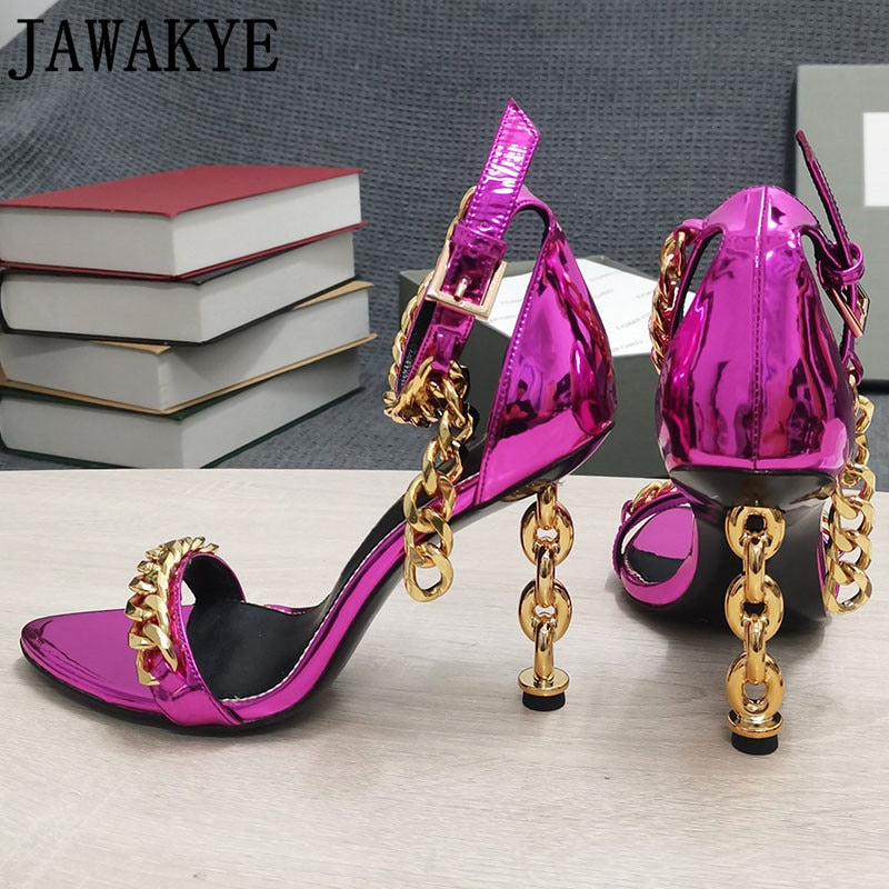 Gold Chain Heel Sandals Women season prestige